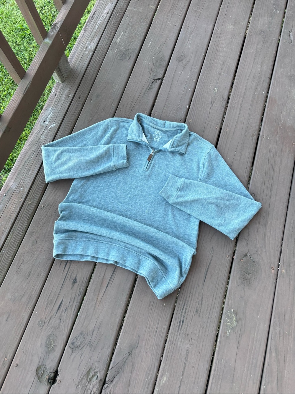 George Quarter Zip Sweater Sz S Sage Green Ribbed
